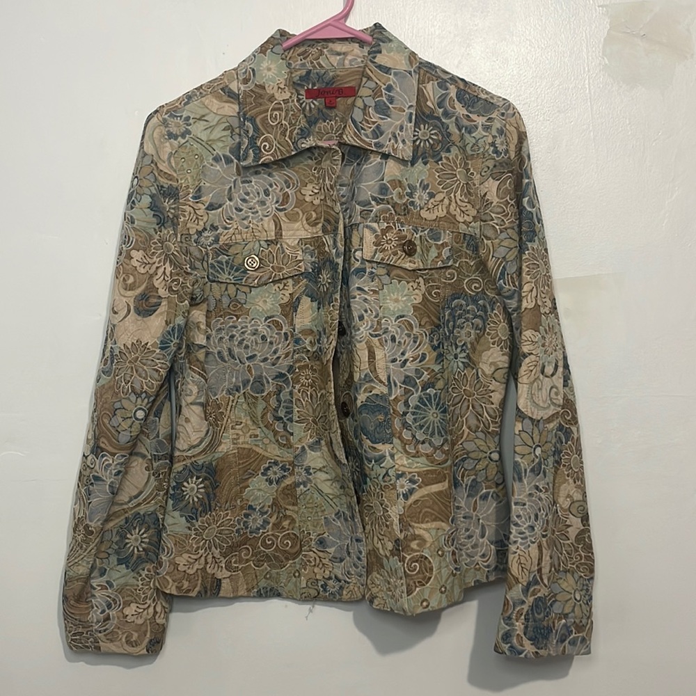 Size S Women's Joni B Brown and Blue Floral Jacket